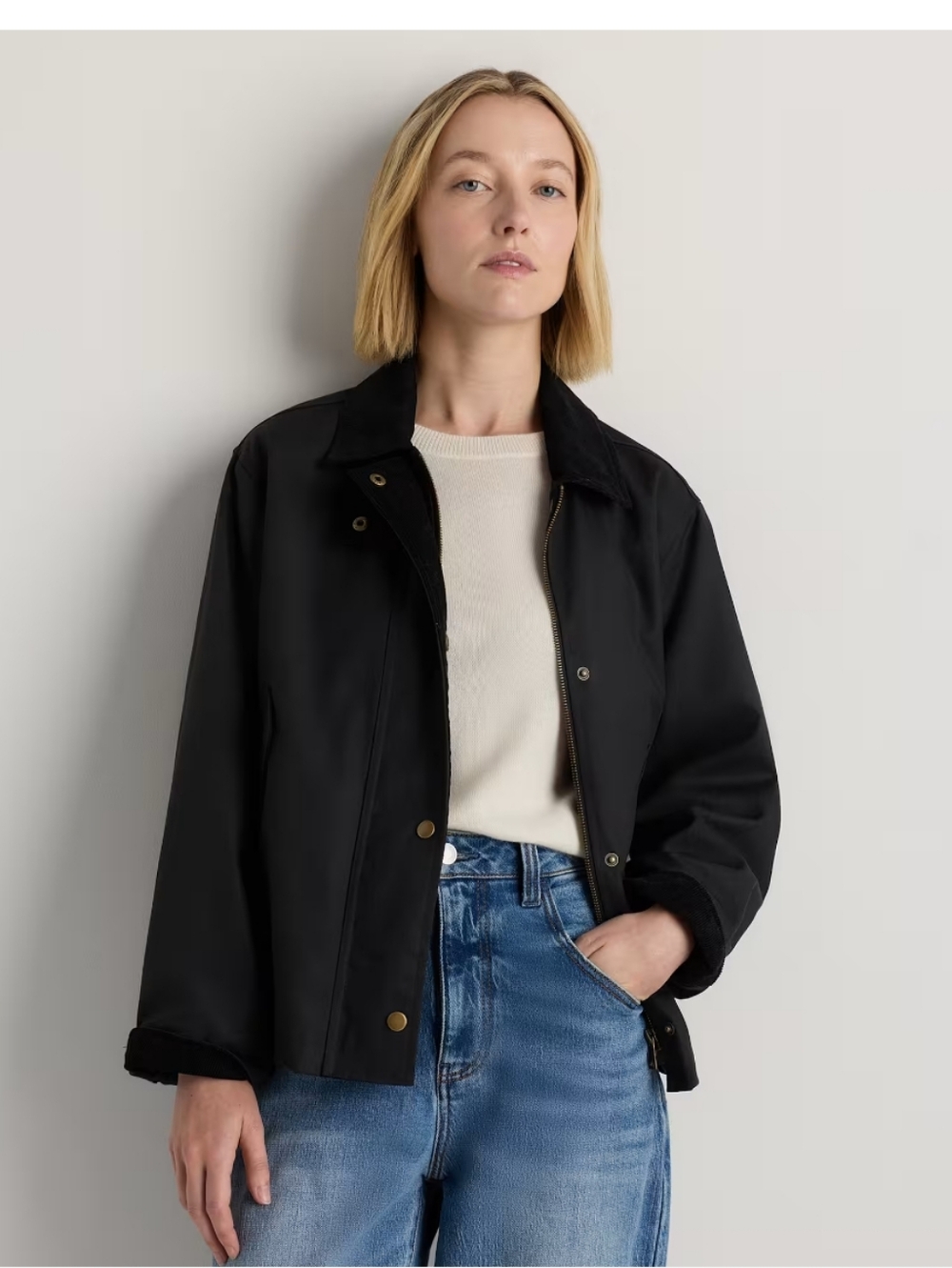 Organic Waxed Cotton Cropped Barn Jacket